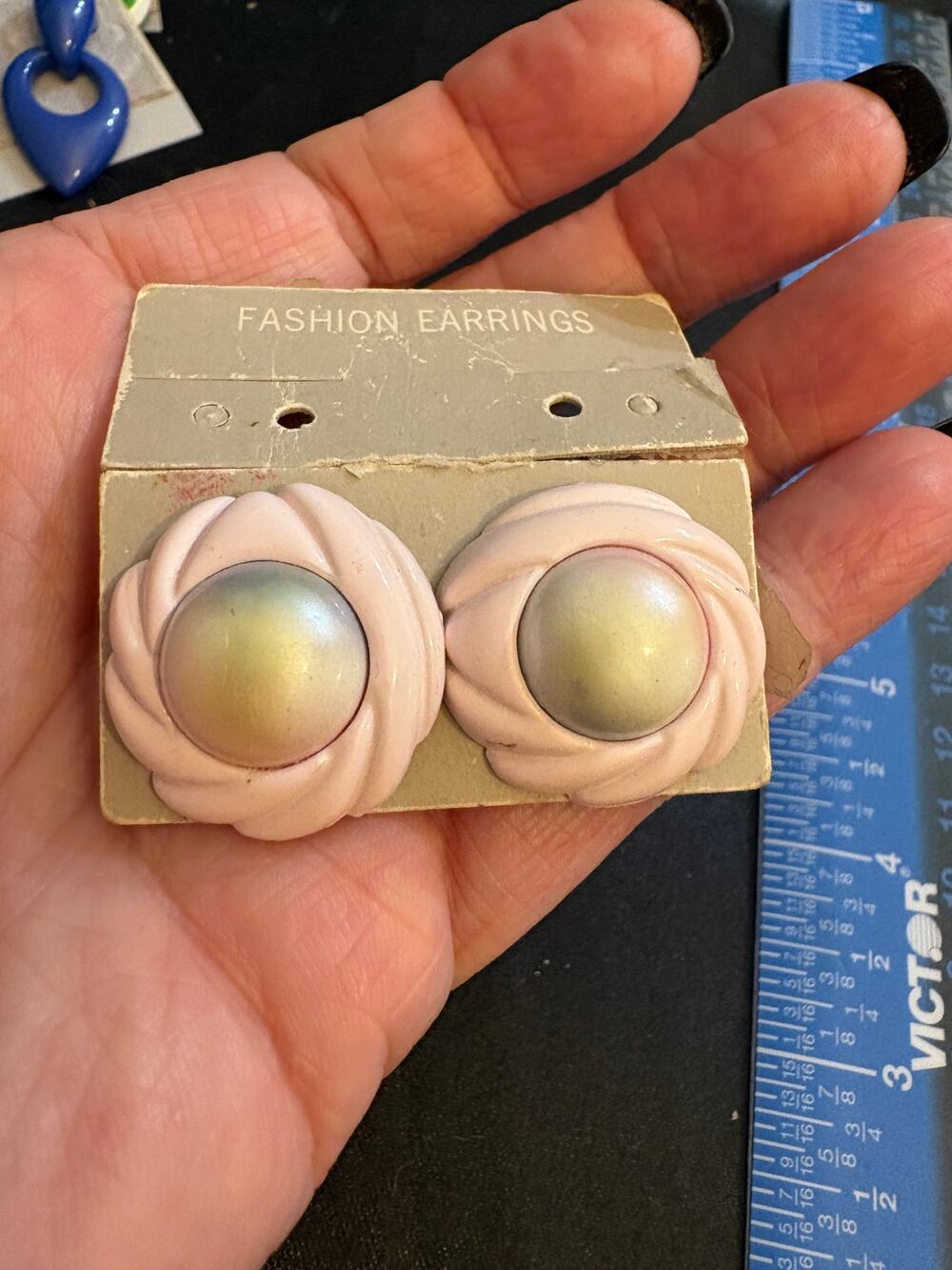 Vintage post earrings circa 1980 Pink